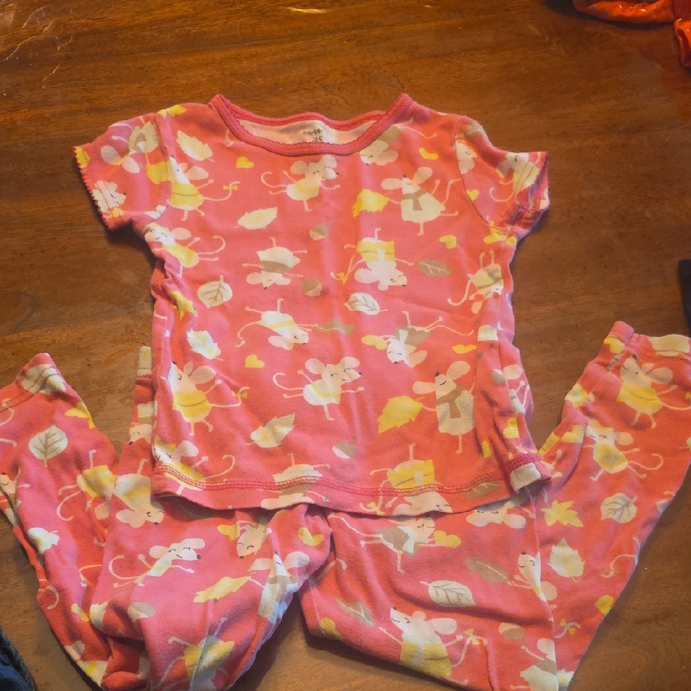 Carter's Pink Mouse and Leaf Pajama Set